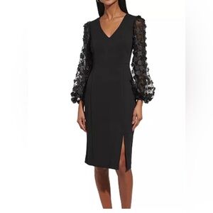 COPY - Floral-Sleeve Scuba-Crepe Dress